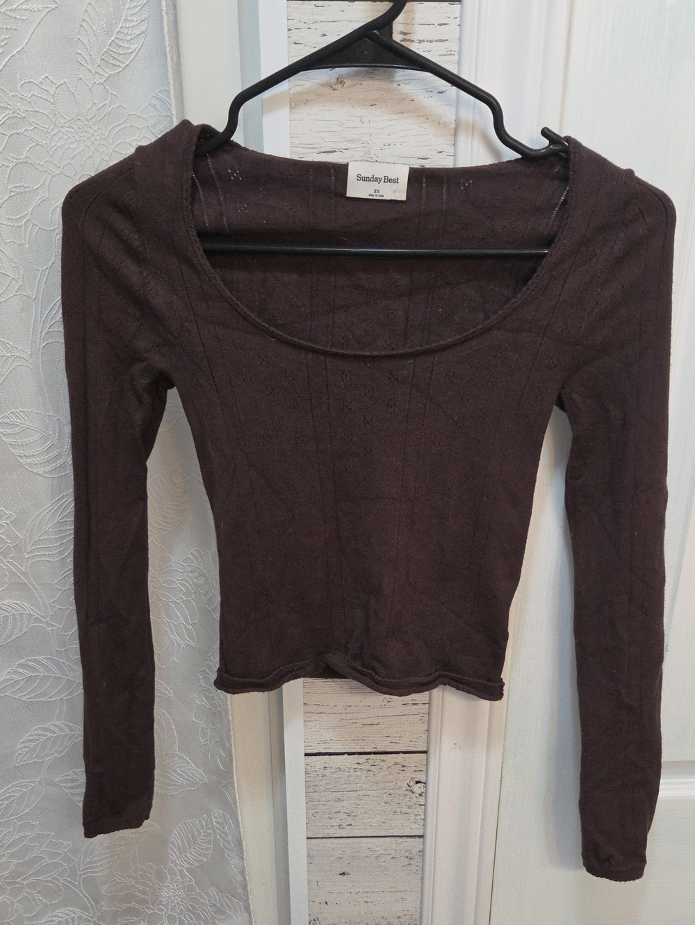 Sunday Best Brown Long Sleeve Scoop Neck Tee